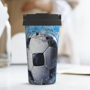 Stainless Steel Tumbler with Lid Insulated Tumbler Soccer Ball Water Coffee Mug for Travel Reusable Car Cup Double Wall Insulated Cup for Coffee