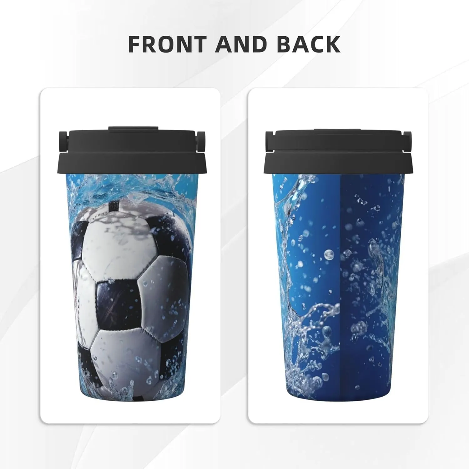 Stainless Steel Tumbler with Lid Insulated Tumbler Soccer Ball Water Coffee Mug for Travel Reusable Car Cup Double Wall Insulated Cup for Coffee