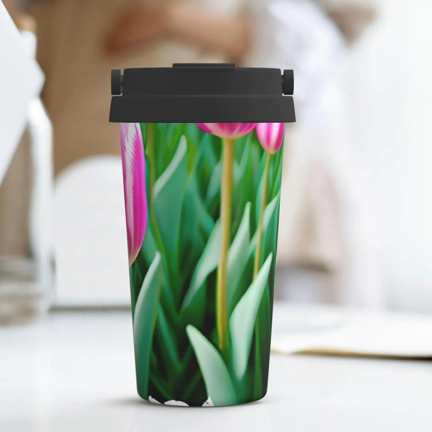 Stainless Steel Tumbler with Lid Insulated Tumbler Spring flower2 Coffee Mug for Travel Reusable Car Cup Double Wall Insulated Cup for Coffee