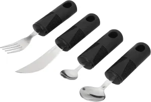 Stainless Steel Utensils Set Nonslip Rubber Handle Tableware Set Portable Utensils for Home Outdoor Picnic Kitchen Dining