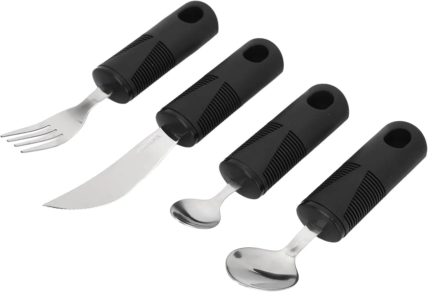 Stainless Steel Utensils Set Nonslip Rubber Handle Tableware Set Portable Utensils for Home Outdoor Picnic Kitchen Dining