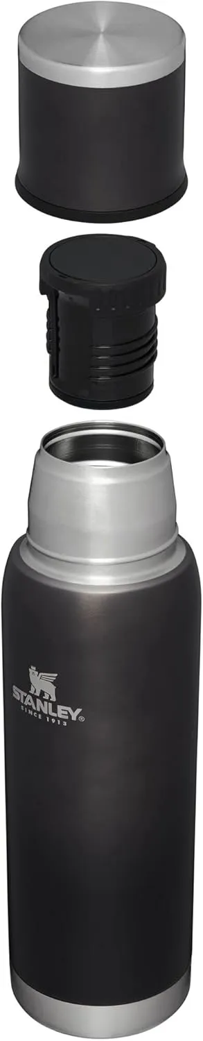Stanley Adventure-To-Go Vacuum Bottle 1.1 qt | Wide Mouth with Leakproof Cup Lid | Keep Drinks Hot or Cold | Packable for Travel | Insulated Stainless Steel Thermos | BPA-Free | Charcoal Glow