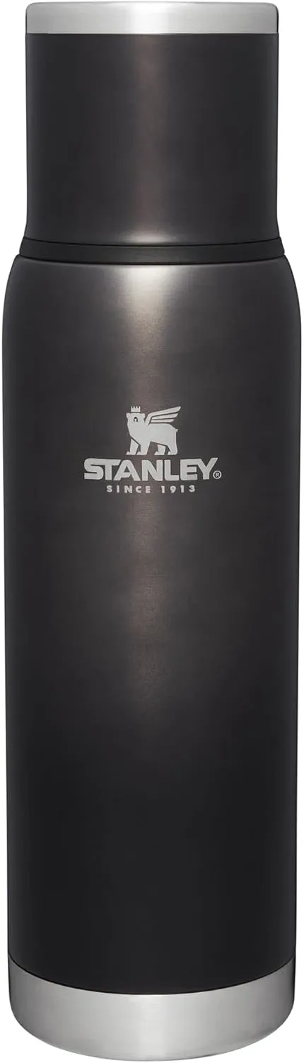 Stanley Adventure-To-Go Vacuum Bottle 1.1 qt | Wide Mouth with Leakproof Cup Lid | Keep Drinks Hot or Cold | Packable for Travel | Insulated Stainless Steel Thermos | BPA-Free | Charcoal Glow