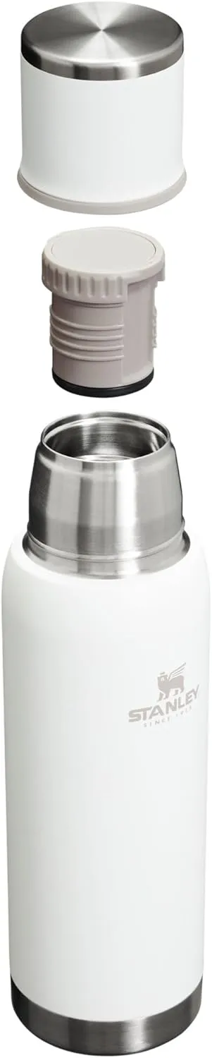 Stanley Adventure-To-Go Vacuum Bottle 1.1 qt | Wide Mouth with Leakproof Cup Lid | Keep Drinks Hot or Cold | Packable for Travel | Insulated Stainless Steel Thermos | BPA-Free | Frost