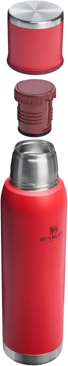 Stanley Adventure-To-Go Vacuum Bottle 1.4 qt | Wide Mouth with Leakproof Cup Lid | Keep Drinks Hot or Cold | Packable for Travel | Insulated Stainless Steel Thermos | BPA-Free | Chili Red
