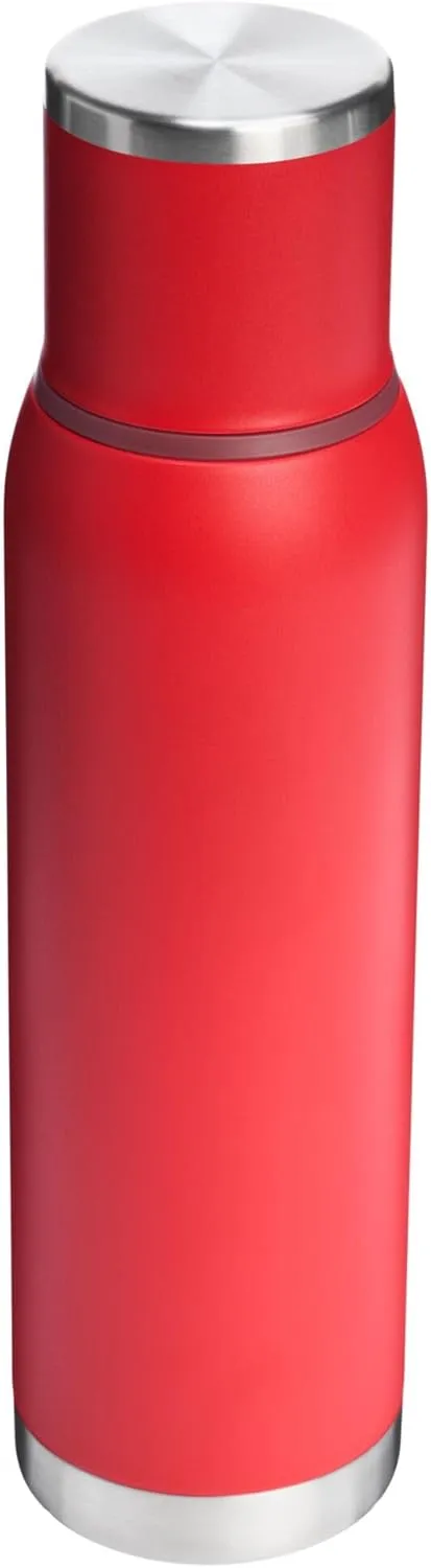 Stanley Adventure-To-Go Vacuum Bottle 1.4 qt | Wide Mouth with Leakproof Cup Lid | Keep Drinks Hot or Cold | Packable for Travel | Insulated Stainless Steel Thermos | BPA-Free | Chili Red