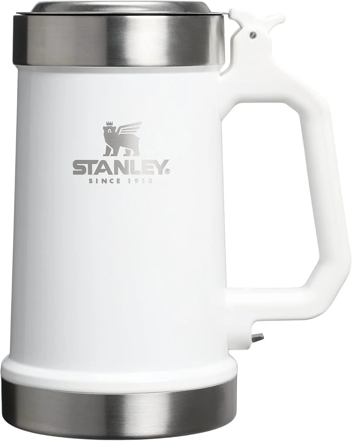 Stanley Classic Bottle Opener Beer Stein 24 oz | Flip Up Lid and Heavy Duty Handle with Built In Bottle Opener | Insulated Stainless Steel Beer Mug | BPA-Free | Black 2.0
