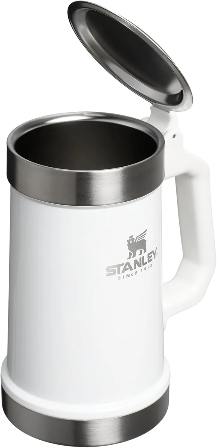 Stanley Classic Bottle Opener Beer Stein 24 oz | Flip Up Lid and Heavy Duty Handle with Built In Bottle Opener | Insulated Stainless Steel Beer Mug | BPA-Free | Black 2.0