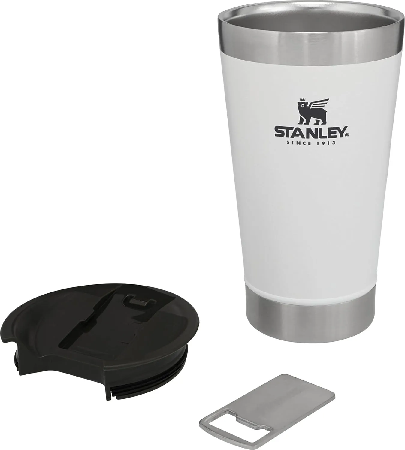 Stanley Stay-Chill Beer Pint 16 oz | Wide Mouth Lid | Built-In Bottle Opener | Beer Tumbler Cup | Insulated Stainless Steel Pint Glass | BPA-Free | Polar