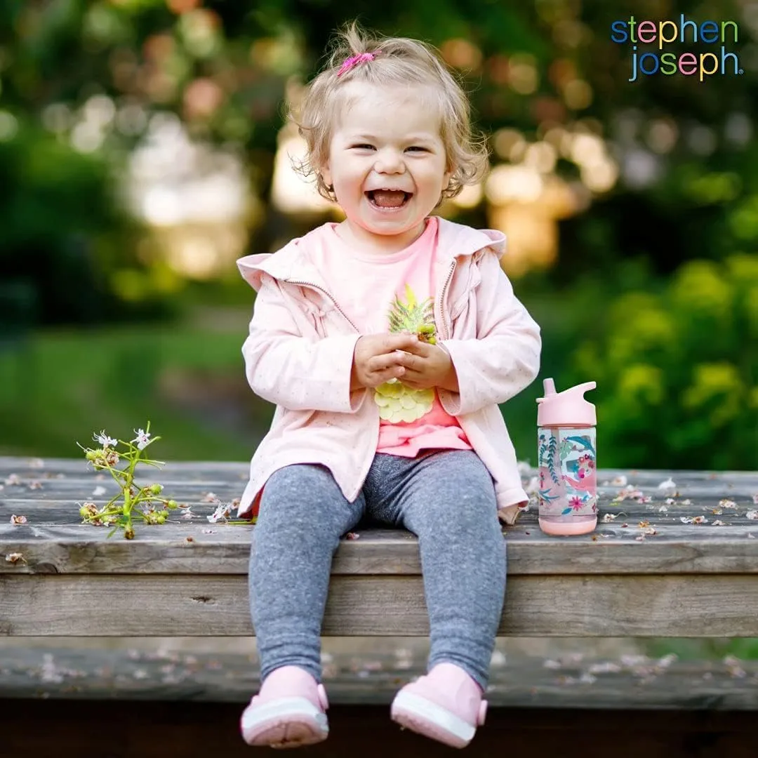 Stephen Joseph, Kids Flip Top Water Bottle, 10 oz Tritan BPA Free, Water Bottle for Girls & Boys, Back to School Flip Top Bottle, Blue Zoo