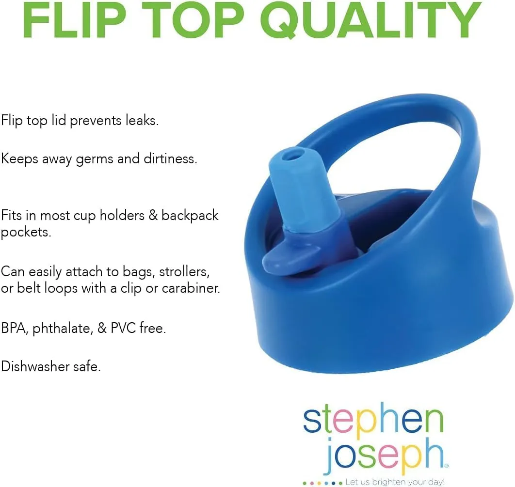 Stephen Joseph, Kids Flip Top Water Bottle, 10 oz Tritan BPA Free, Water Bottle for Girls & Boys, Back to School Flip Top Bottle, Blue Zoo