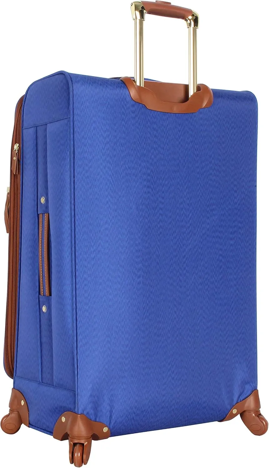 Steve Madden Designer Luggage Collection - Expandable 28 Inch Softside Bag for Men & Women - Durable Lightweight Checked Suitcase with 4-Rolling Spinner Wheels (Global Blue)