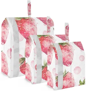 Strawberry Travel Storage Bag with Lanyard - Portable Lightweight Classified Storage Bag with Zipper, Dust and Waterproof Travel Packing Cube for Suitcase,3 Pieces