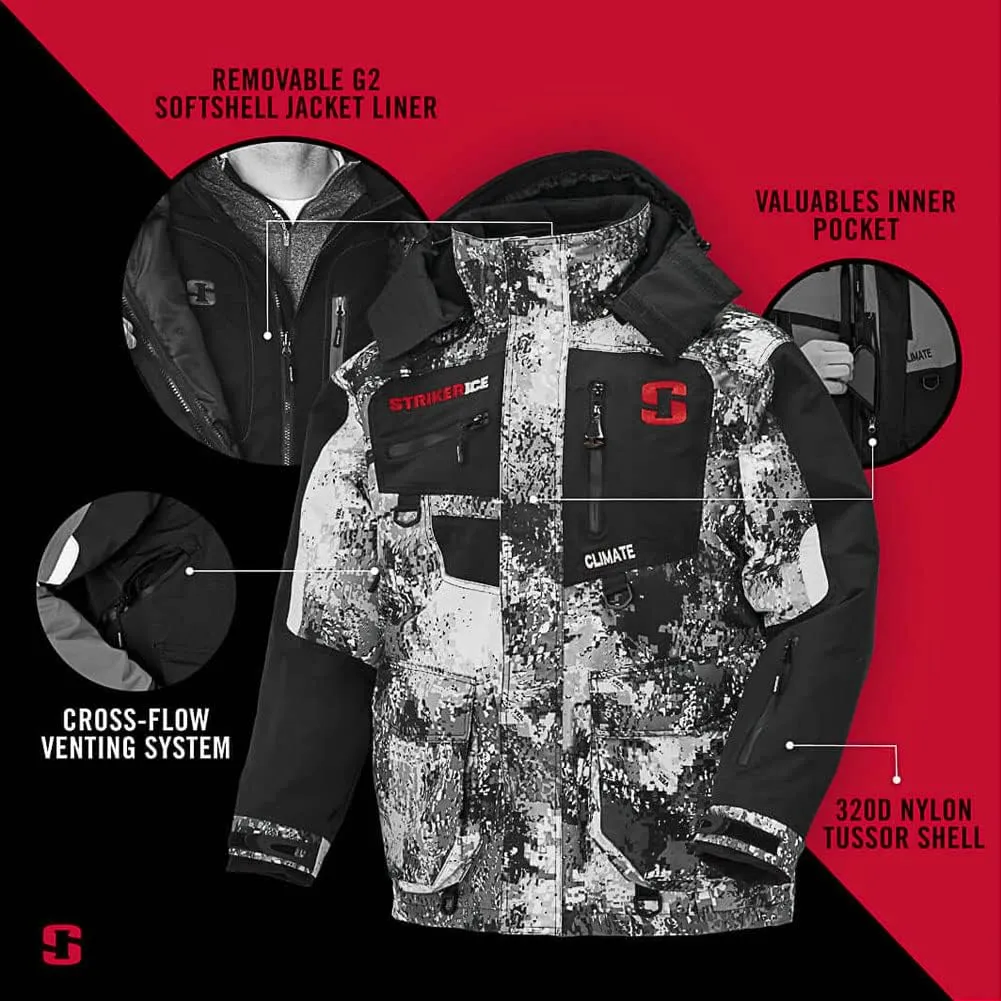 Striker Men’s Climate 3-in-1 Insulated, Waterproof Ice Fishing Jacket with Sureflote Flotation Technology