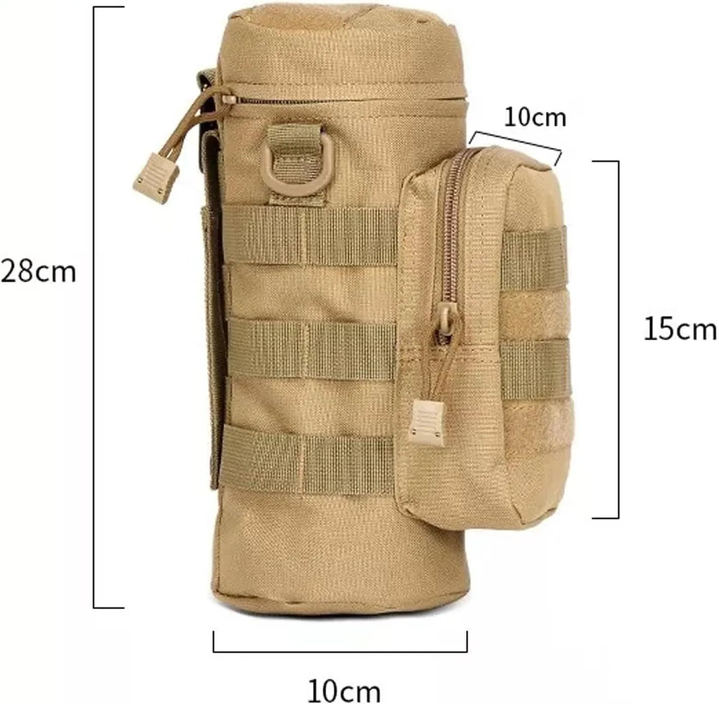 Sturdy Tactical Molle Water Bottle Bag Outdoor Hiking Belt Holder Kettle Pouch(ACU)