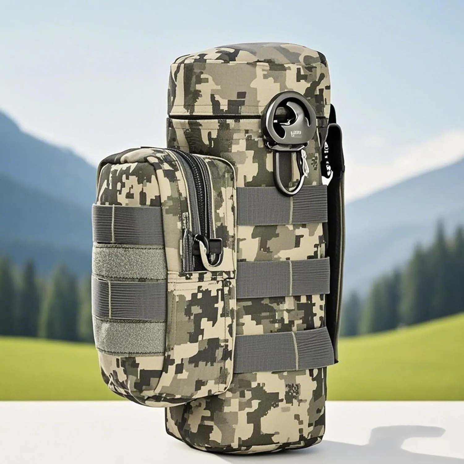 Sturdy Tactical Molle Water Bottle Bag Outdoor Hiking Belt Holder Kettle Pouch(ACU)