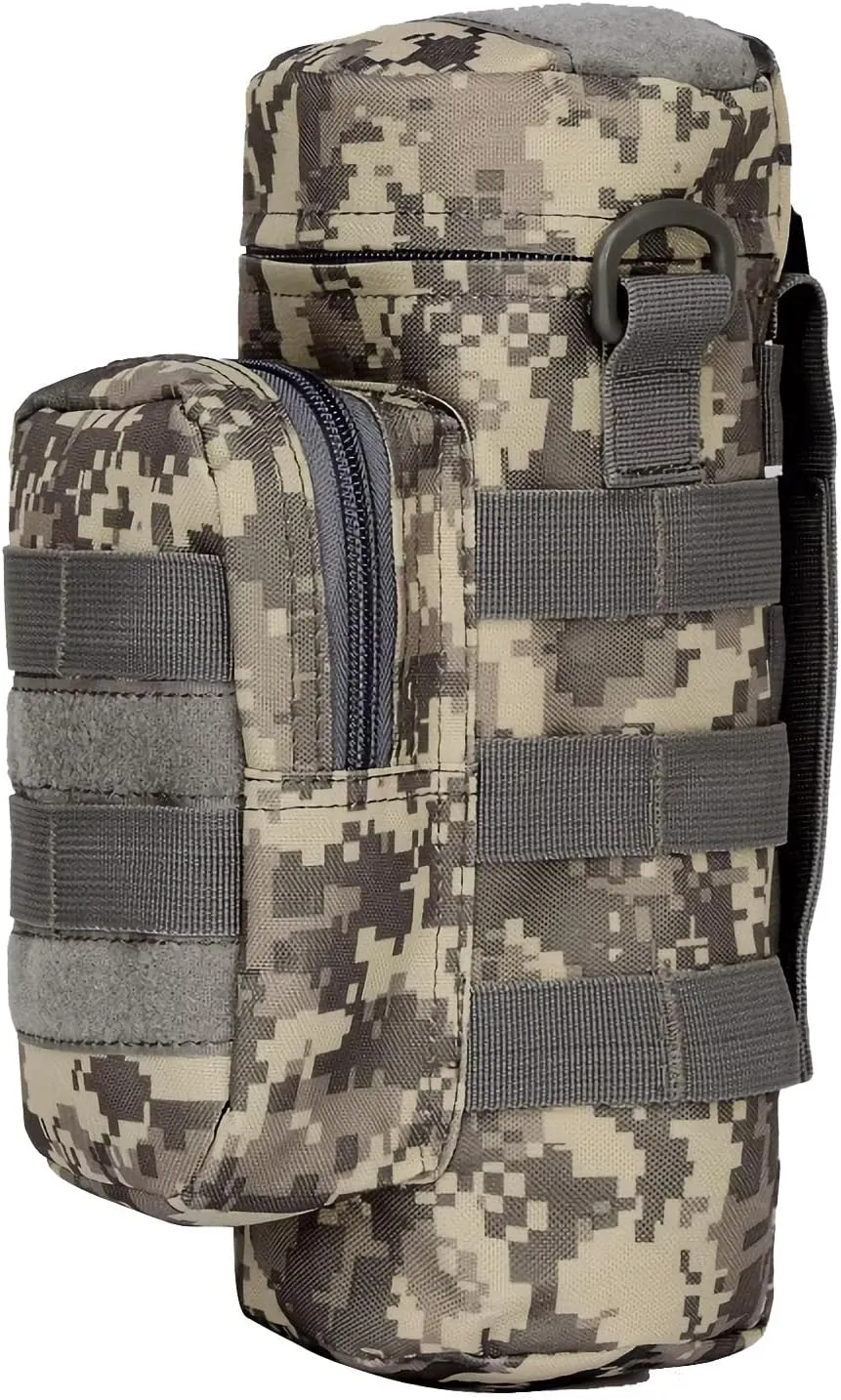 Sturdy Tactical Molle Water Bottle Bag Outdoor Hiking Belt Holder Kettle Pouch(ACU)