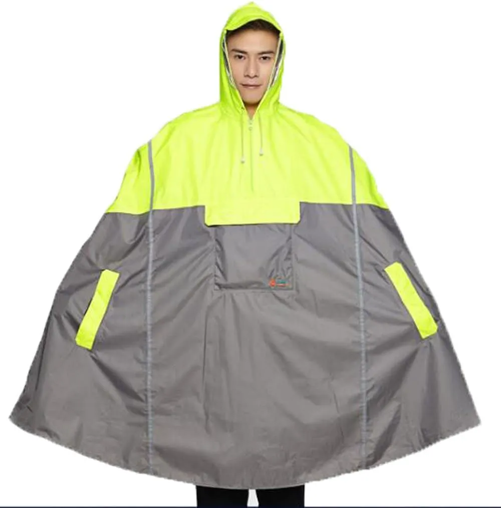 SudaTeko Lightweight Cycling Rain Poncho Bike Hooded Raincoat Rain Cape with Reflector Strips
