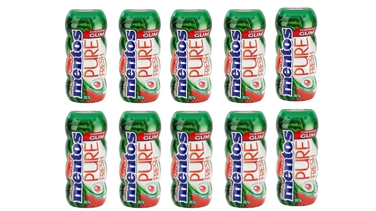 Sugar Free Chewing Gum - Variety Pocket Bottle Pack Watermelon Flavor and Berry Lime Pocket Bottle with Green Tea Extract, 1.05 Ounce per Bottle (Watermelon, Pack of 10 Bottle)