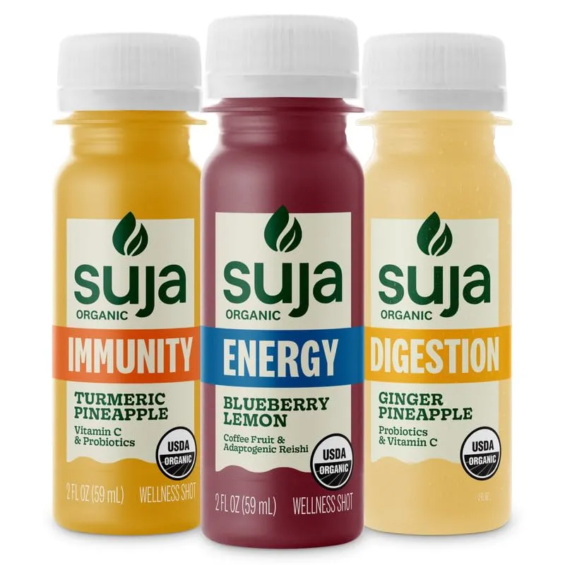 Suja Organic Daily Ritual Shot 30 Count Variety Pack | Immunity, Energy, & Digestion Functional Shots | Cold-Pressed Juice with Live Probiotics | Plant Based & Gluten Free