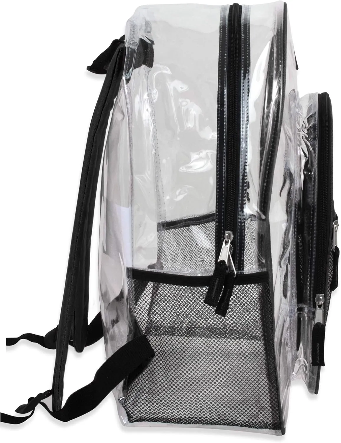 Summit Ridge Clear Waterproof Heavy Duty Stadium Approved Backpack with Water Bottle Holding Pockets, Front Zipper Pocket and Mesh Pocket for Men and Women in Black