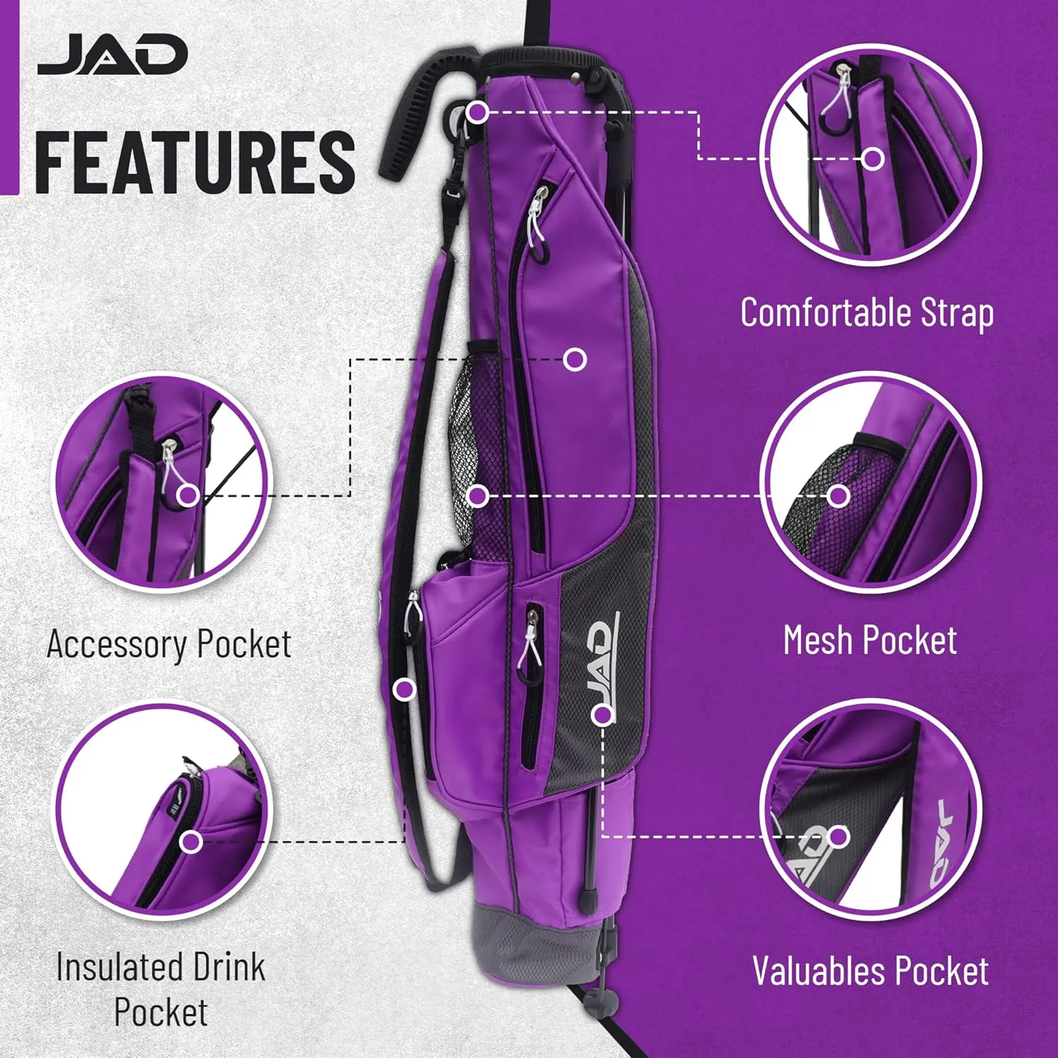 Sunday Golf Bag - Premium Everyday Sunday Golf Bag with Stand for Men, Women and Ladies, Ultra Lightweight, Easy to Carry Pitch n Putt Carry Bag