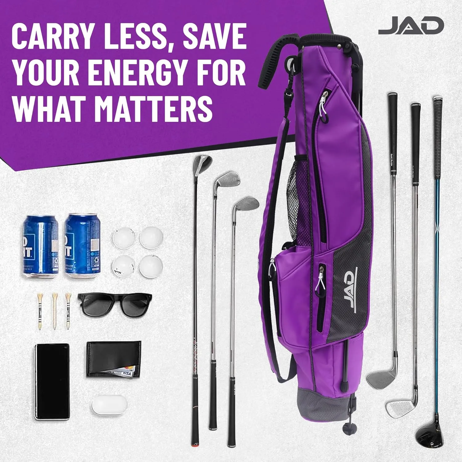 Sunday Golf Bag - Premium Everyday Sunday Golf Bag with Stand for Men, Women and Ladies, Ultra Lightweight, Easy to Carry Pitch n Putt Carry Bag