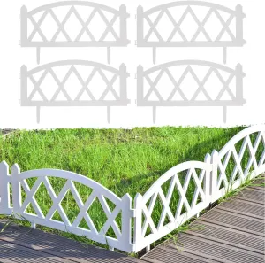 Sungmor Plastic Garden Picket Fence, Grass Lawn Flower Beds Landscaping Edging Borders, Lightweight Outdoor Path Fence Panels, Pack of 4 (Overall Length 94.5 Inch)