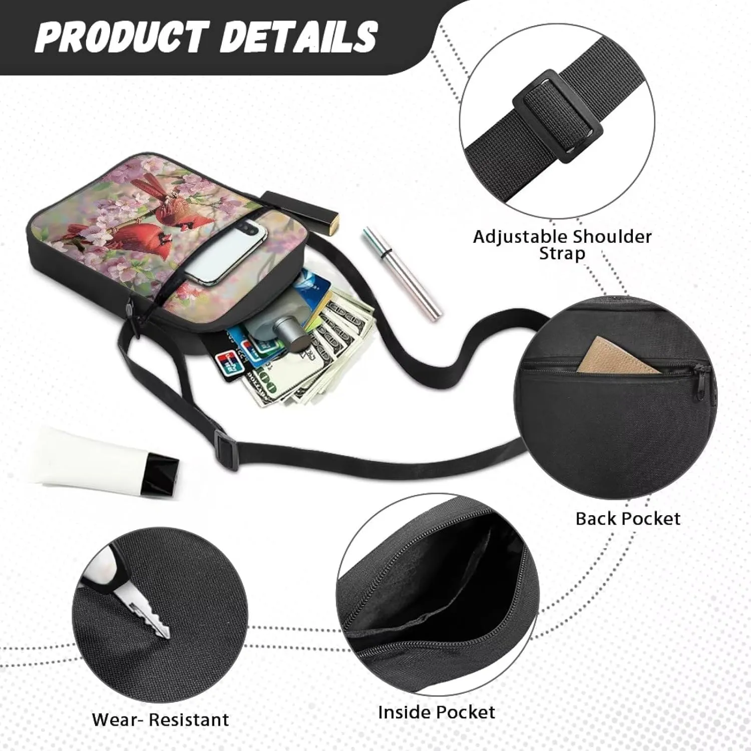 Suobstales Shoulder Bag Crossbody Bag for Women Men Small Messenger Bag Casual Handbag with Adjustable Strap for Work Cycling