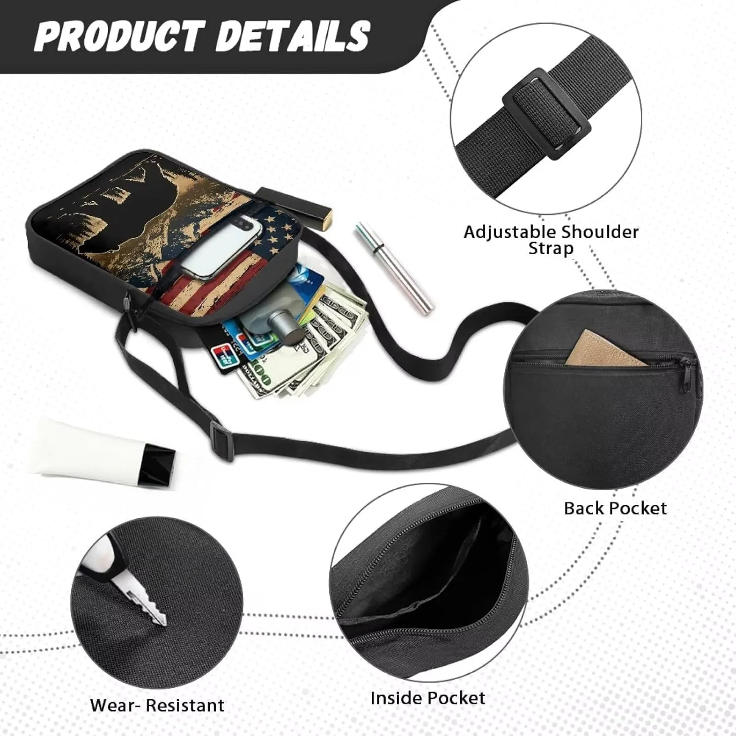 Suobstales Shoulder Bag Crossbody Bag for Women Men Small Messenger Bag Casual Handbag with Adjustable Strap for Work Cycling
