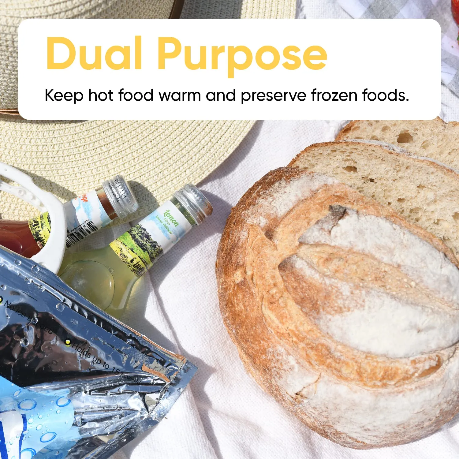 Superio Hot and Cold Insulated Bags for Food Delivery, Grocery Shopping Bags, Food Storage for Hot and Frozen Food for Travel, Disposable Cooler Bag, Reinforced Thermal Lunch Bag (4, 20"x19")