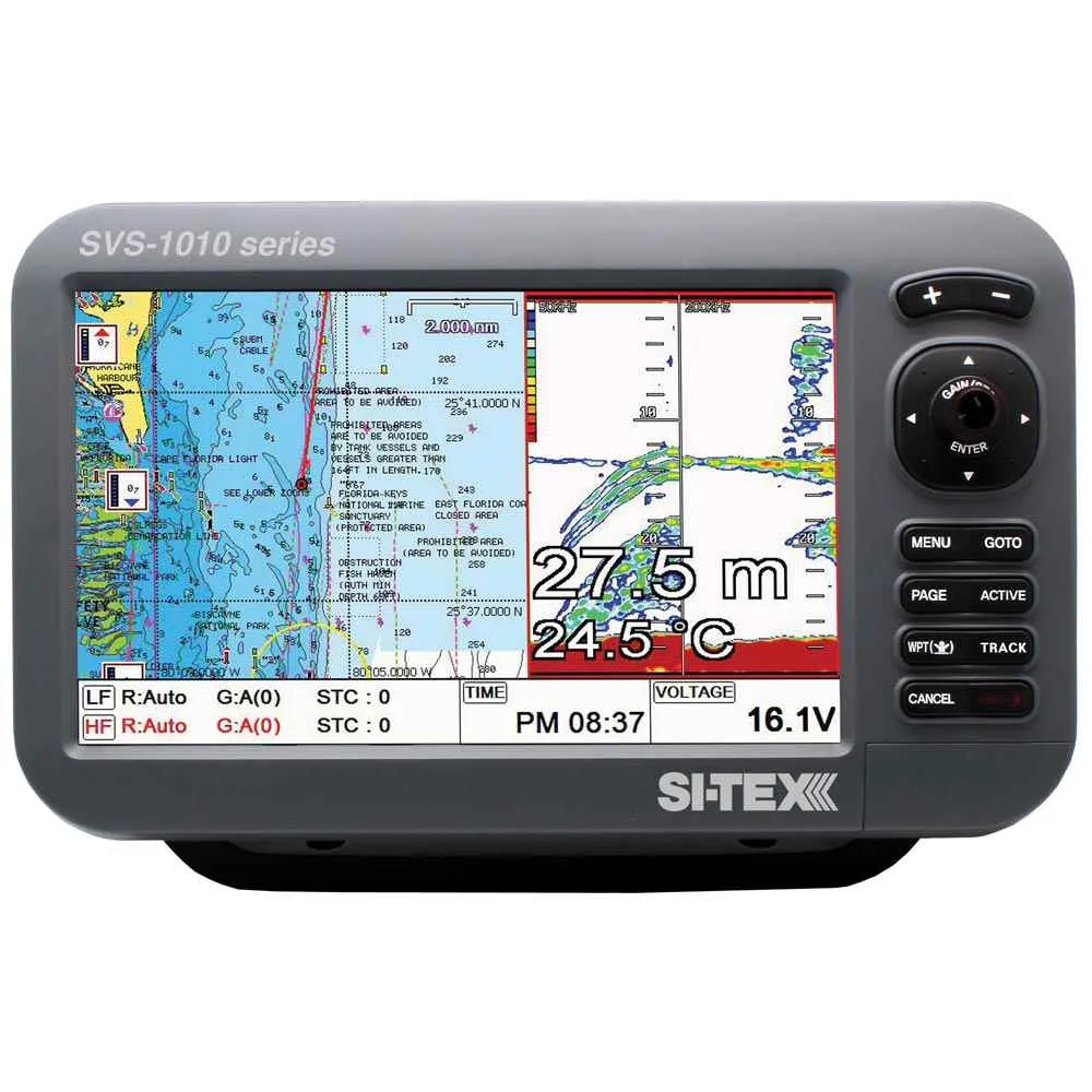SVS-1010CF-E 10" Chartplotter/Sounder Combo w/External GPS Antenna & Navionics  Card