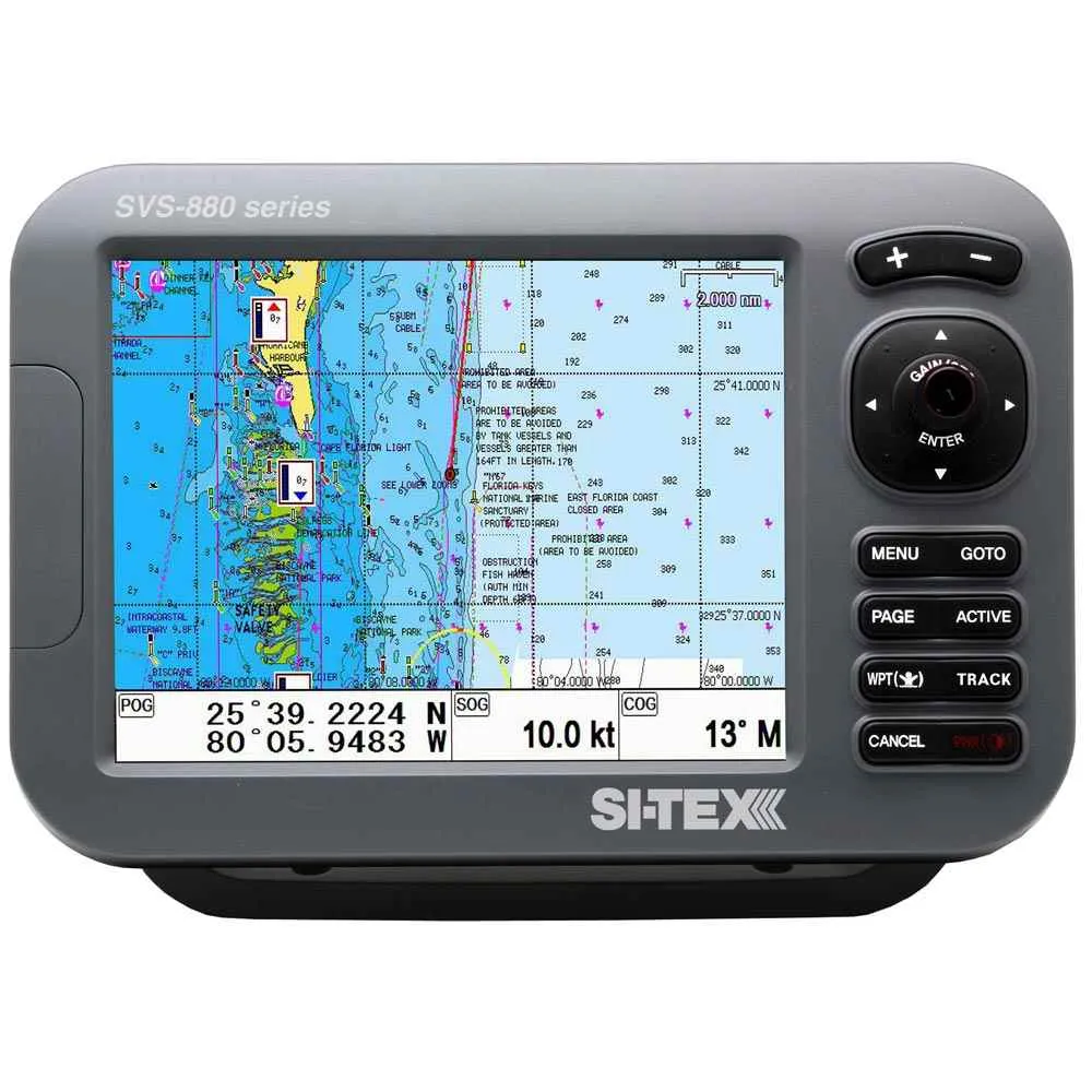 SVS-880CE 8" Chartplotter w/External GPS Antenna & Navionics  Card