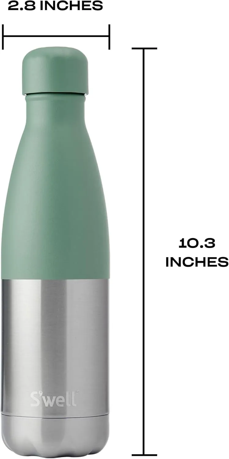 S'well Stainless Steel Water Bottle, 17oz, Matcha Silver Lining, Triple Layered Vacuum Insulated Containers Keeps Drinks Cold for 36 Hours and Hot for 18, BPA Free, Perfect for On the Go
