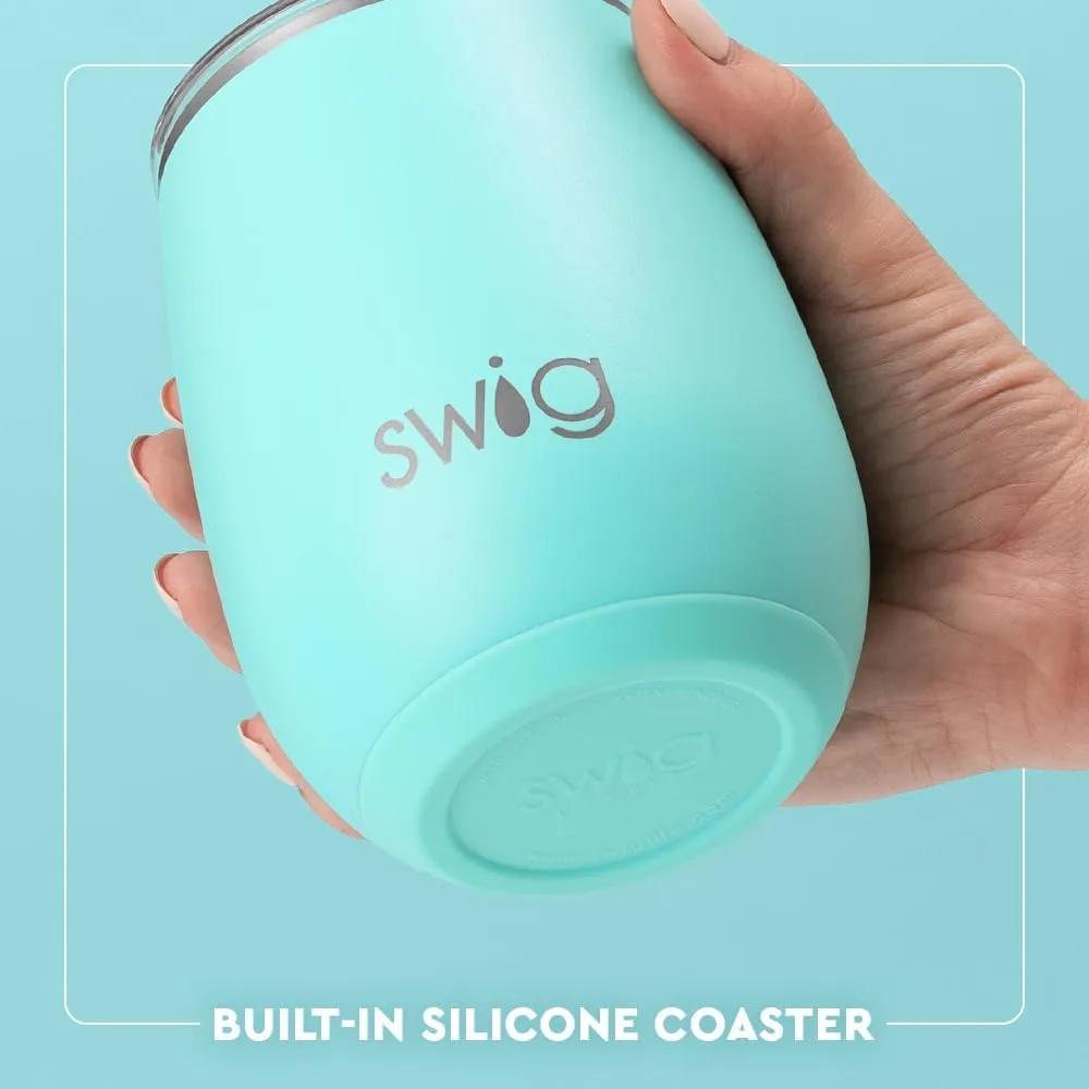 Swig Life 14oz Stemless Wine Cup, Insulated Wine Tumbler with Lid, Stainless Steel Travel Tumbler (Navy)