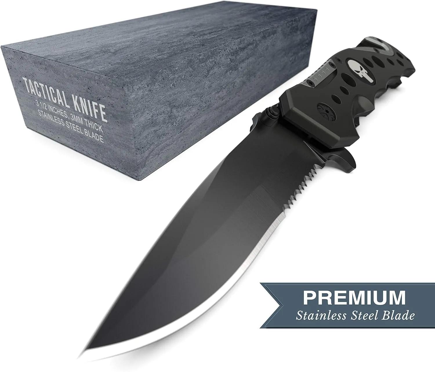 Swiss Safe 3-in-1 Tactical Knife for Military and First Responders - Navy SEAL Black