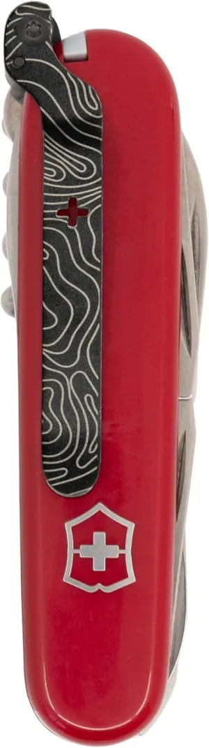 SwissKarry Clip Compatible with 91mm Victorinox Swiss Army Knife Models. 5 Custom Designs for a Personalised Pocket Knife. Be Ready for the Unexpected. Stainless Steel Tough. ‘Topo Black’