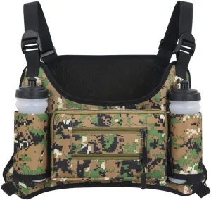 Tactical Chest Bag Lightweight Chest Pack, Water Resistant Running Pack Phone Holder For Workouts, Running Backpack Vest (Digital camo)