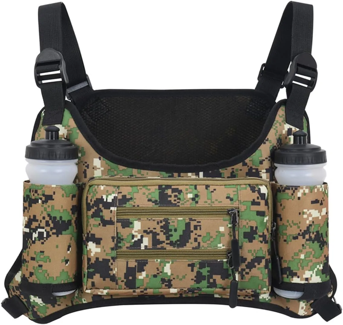 Tactical Chest Bag Lightweight Chest Pack, Water Resistant Running Pack Phone Holder For Workouts, Running Backpack Vest (Digital camo)