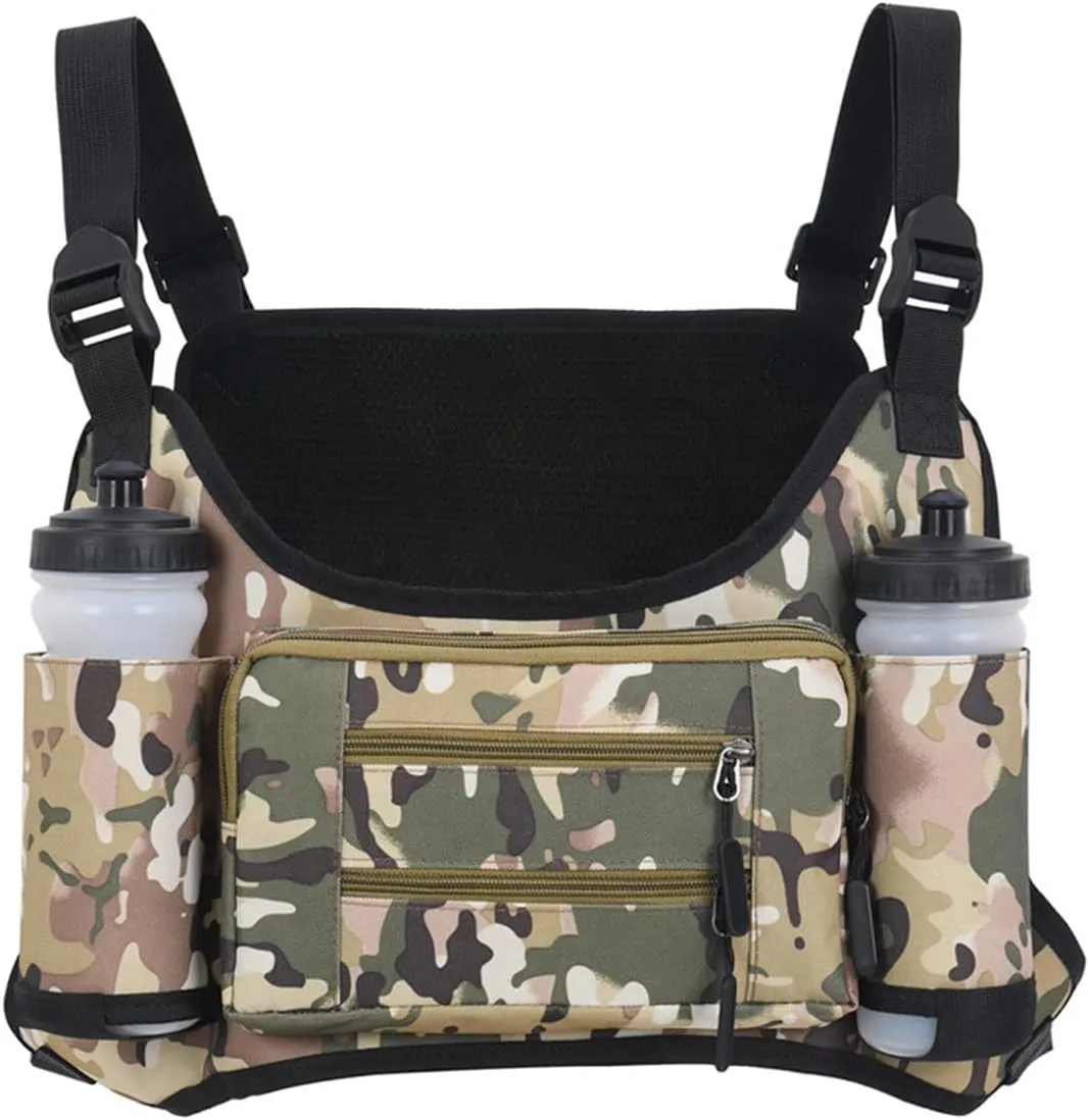 Tactical Chest Bag Lightweight Chest Pack, Water Resistant Running Pack Phone Holder For Workouts, Running Backpack Vest (Jungle camo)
