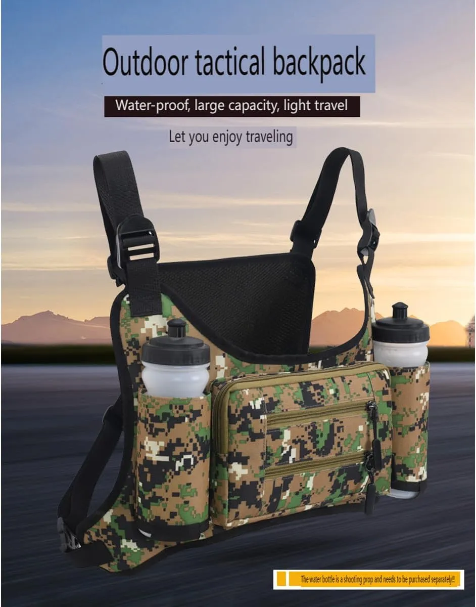 Tactical Chest Bag Lightweight Chest Pack, Water Resistant Running Pack Phone Holder For Workouts, Running Backpack Vest (Jungle camo)