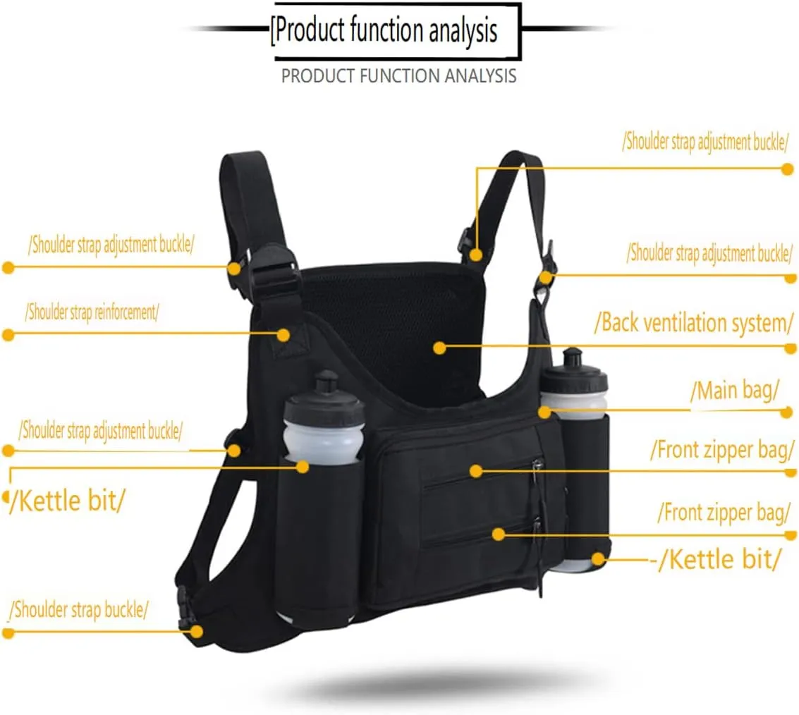 Tactical Chest Bag Lightweight Chest Pack, Water Resistant Running Pack Phone Holder For Workouts, Running Backpack Vest (Jungle camo)