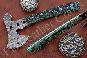 Tactical Combat Custom Made Damascus Steel Hunting Axe/Throwing Hatchets Smart Axe FBA-0009 and FBA-0019 Camping & Hiking/Compact Axe/Heartwarming Gift
