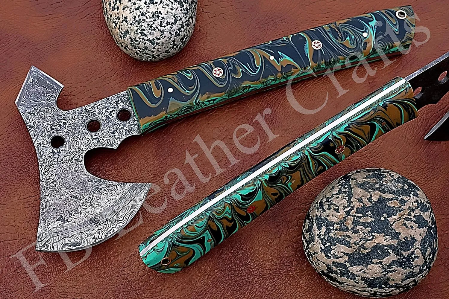 Tactical Combat Custom Made Damascus Steel Hunting Axe/Throwing Hatchets Smart Axe FBA-0009 and FBA-0019 Camping & Hiking/Compact Axe/Heartwarming Gift