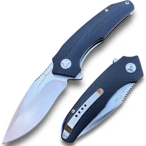 TACTICAL GEARZ Pocket Folding Knife for EDC, G10 Handle, Stainless Steel Blade, Includes Sheath (Xeno Blk)