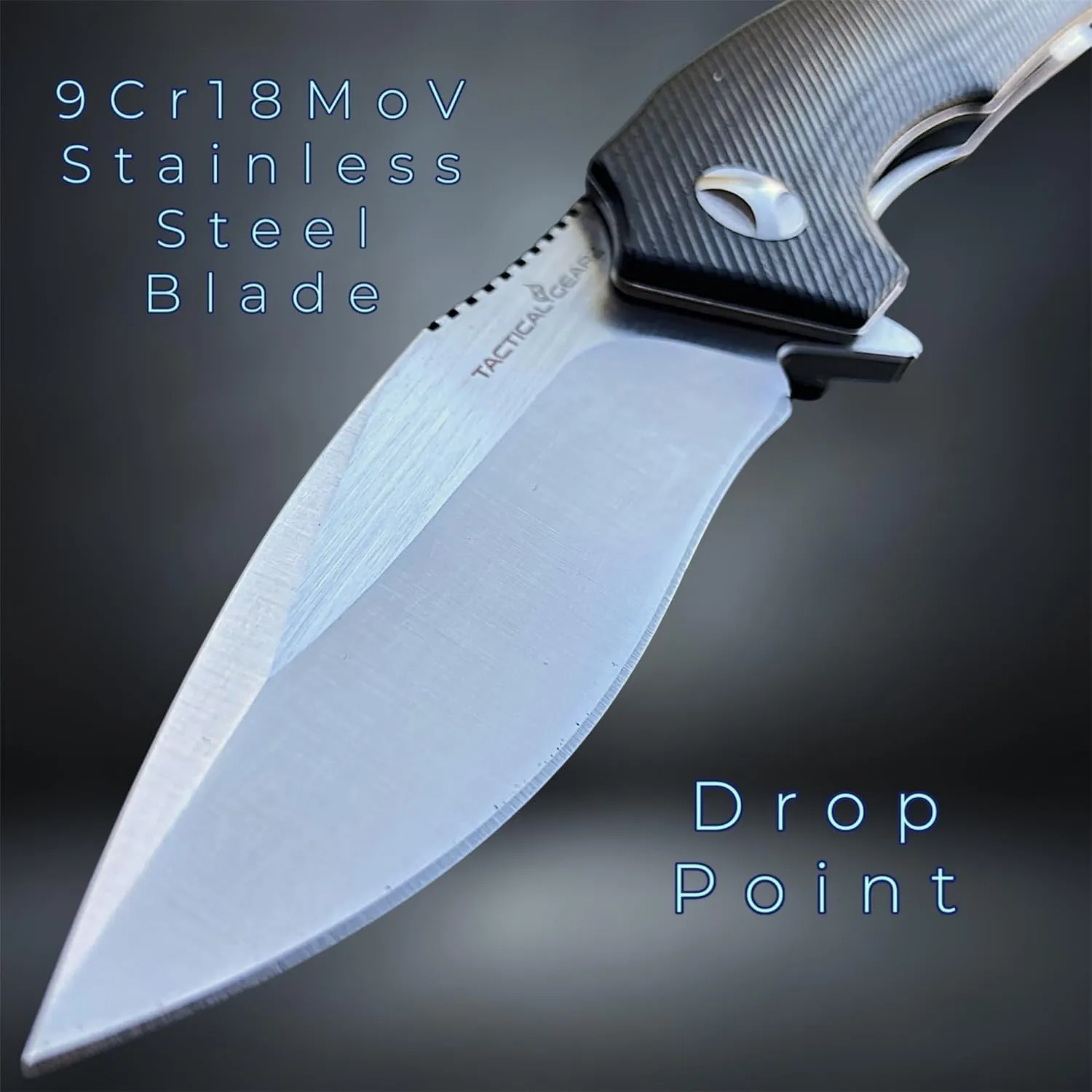 TACTICAL GEARZ Pocket Folding Knife for EDC, G10 Handle, Stainless Steel Blade, Includes Sheath (Xeno Blk)