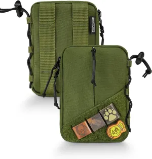 TACTICAL GEEK Block E4.0 EDC Compact Waist Pouch, Utility Pocket Organizer with Elastic Cord, Nylon Dual-Directional Zippers Tool Pouch, Multi-Purpose Small Gadget Organization for Daily Carry（Green）