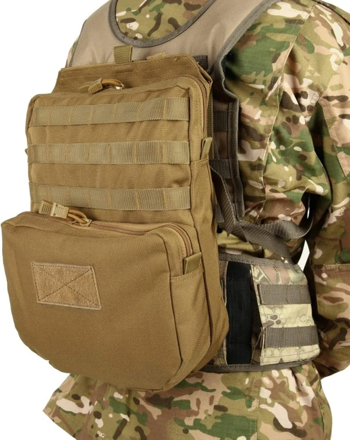 Tactical Molle Hydration Pack Mobility Hydration Carrier Military Hydration Pouch for Plate Carrier Molle Water Bladder Holder for Hiking,Biking,Climbing (Bladder not Included)