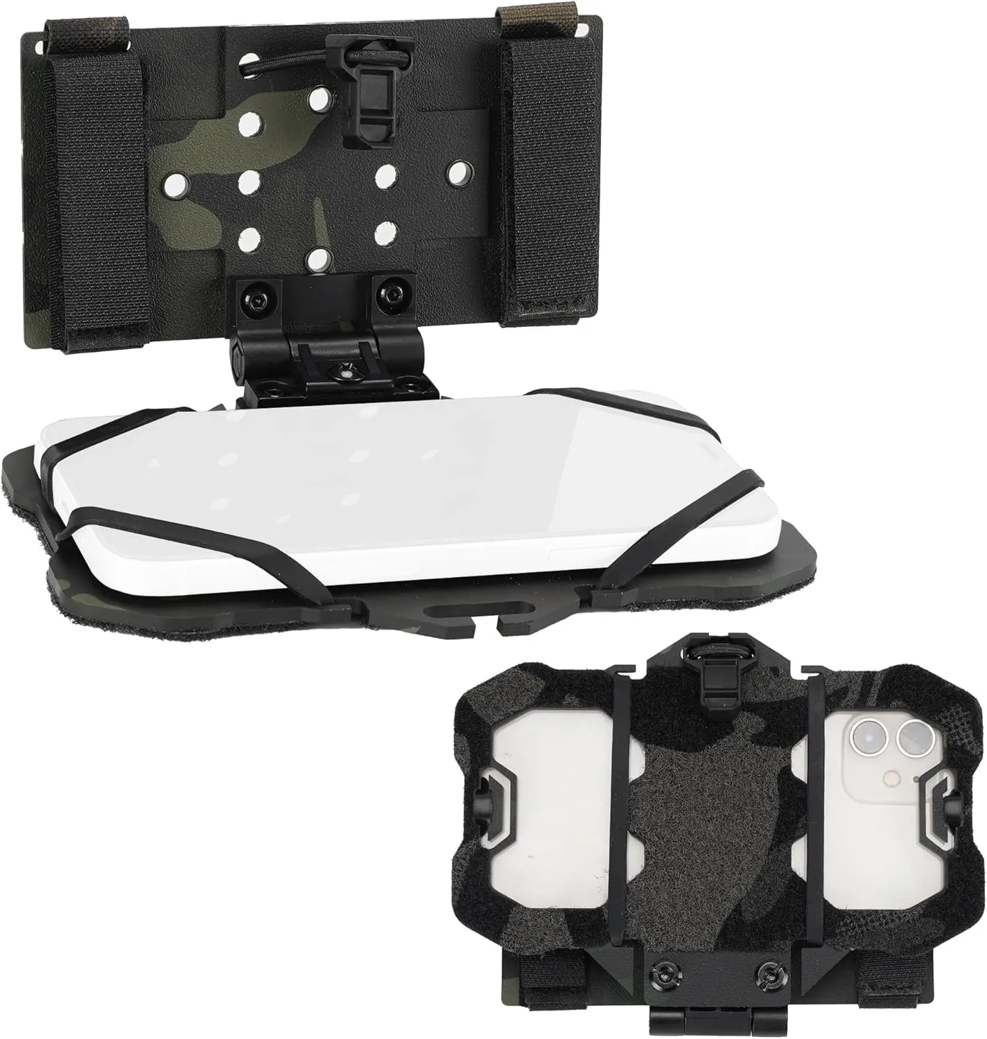 Tactical MOLLE Phone Holder for Plate Carrier Accessories - Fits 4.7"-6.4" Smartphones - Secure Chest Mount for Hunting & Tactical Gear, Camera-Compatible Design