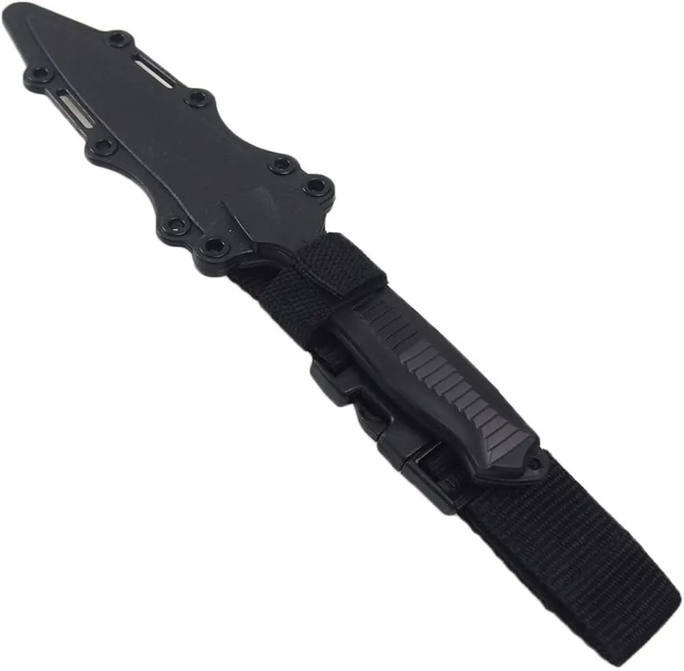 Tactical Rubber Knife Military Enthusiasts Funning Cosplay Toy Sword Training Props War Game Knife Dagger Blade Rubber Fake Knives with Scabbard/Sheath